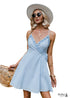 Vestido mini azul de verano con escote en V